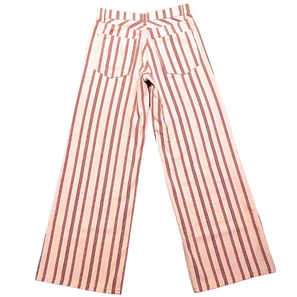 TopShop Stripe Mid Rise Wide Leg Jeans Red/White - Size 24x30 NWOT - Picture 6 of 7